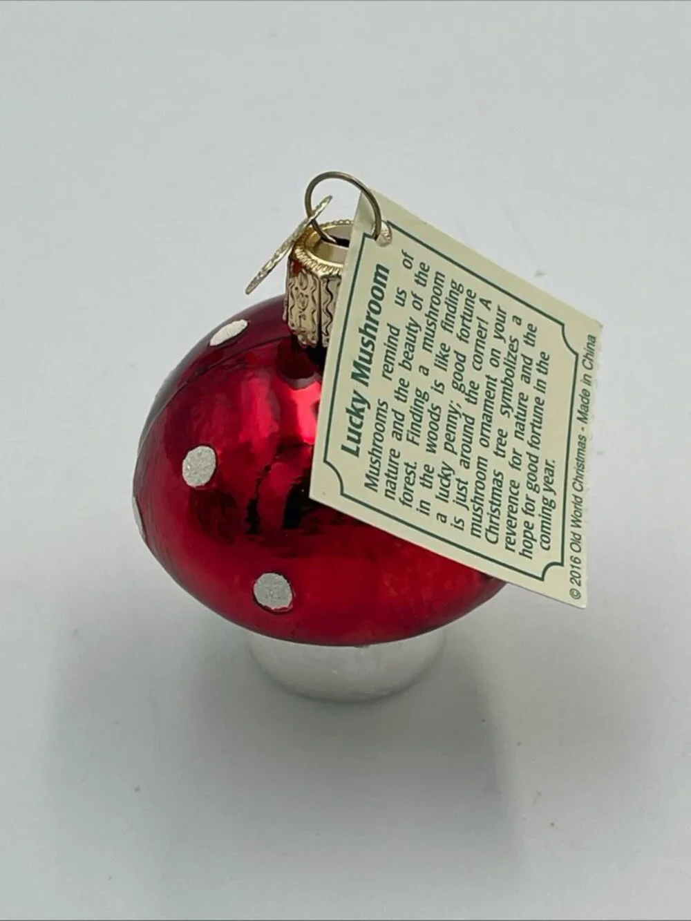 Old‎ World Christmas Red Lucky Mushroom Glass Ornament Decoration